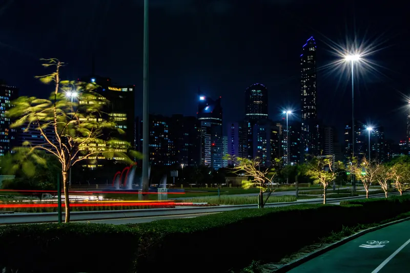Abu Dhabi Corniche skyline at night
